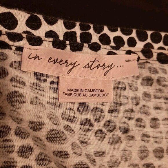 3/$20 In Every Story 3/4 Sleeve Top Womens Plus Size 0X Black White Dotted Twist - Picture 8 of 10
